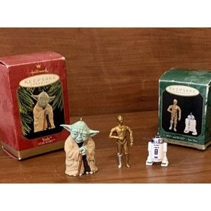COPY - Hallmark C-3PO/R2-D2 and YODA 1997 STAR WARS Christmas Keepsake Ornaments